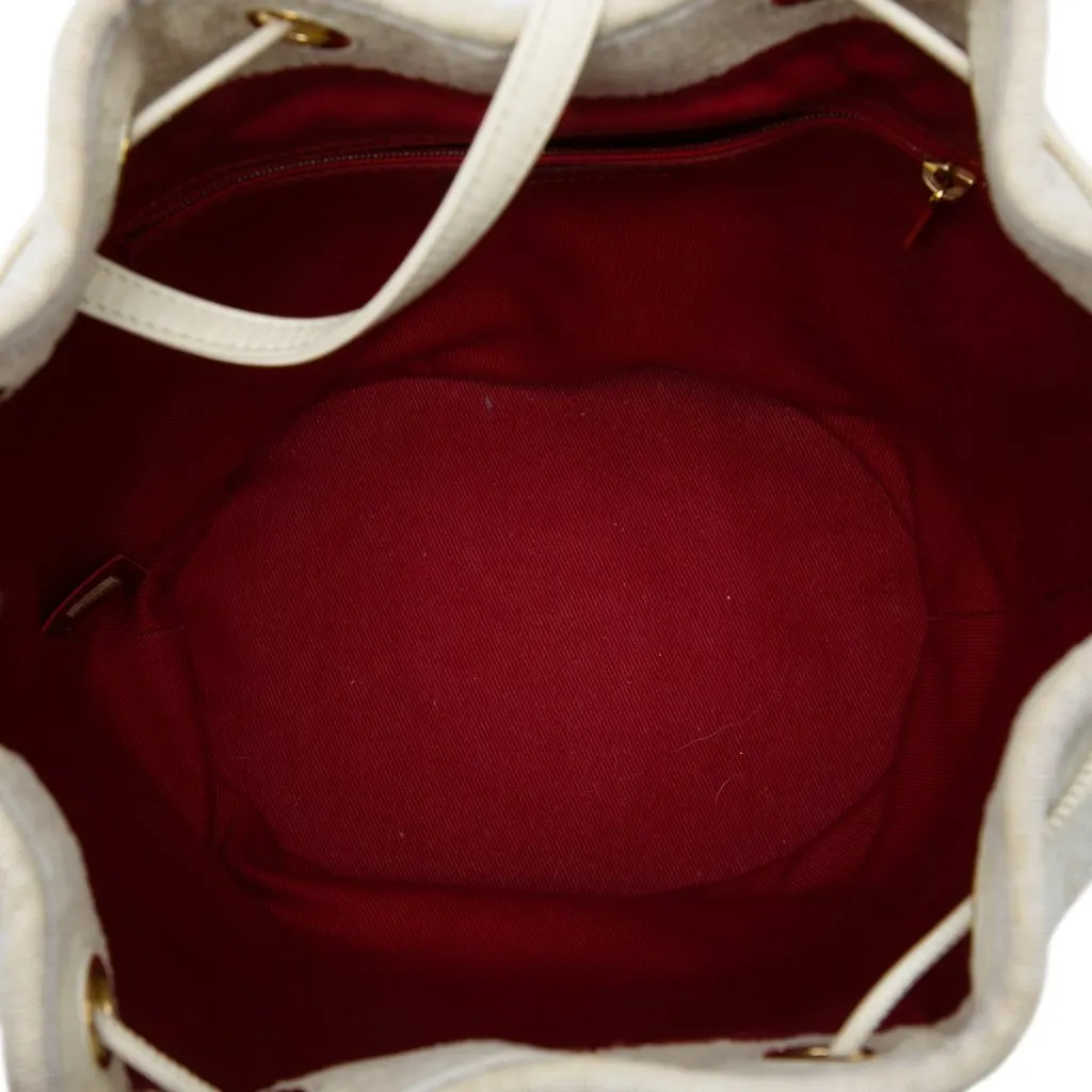 Chanel Small Tweed Deauville Drawstring Bucket Bag White Very good - Model View