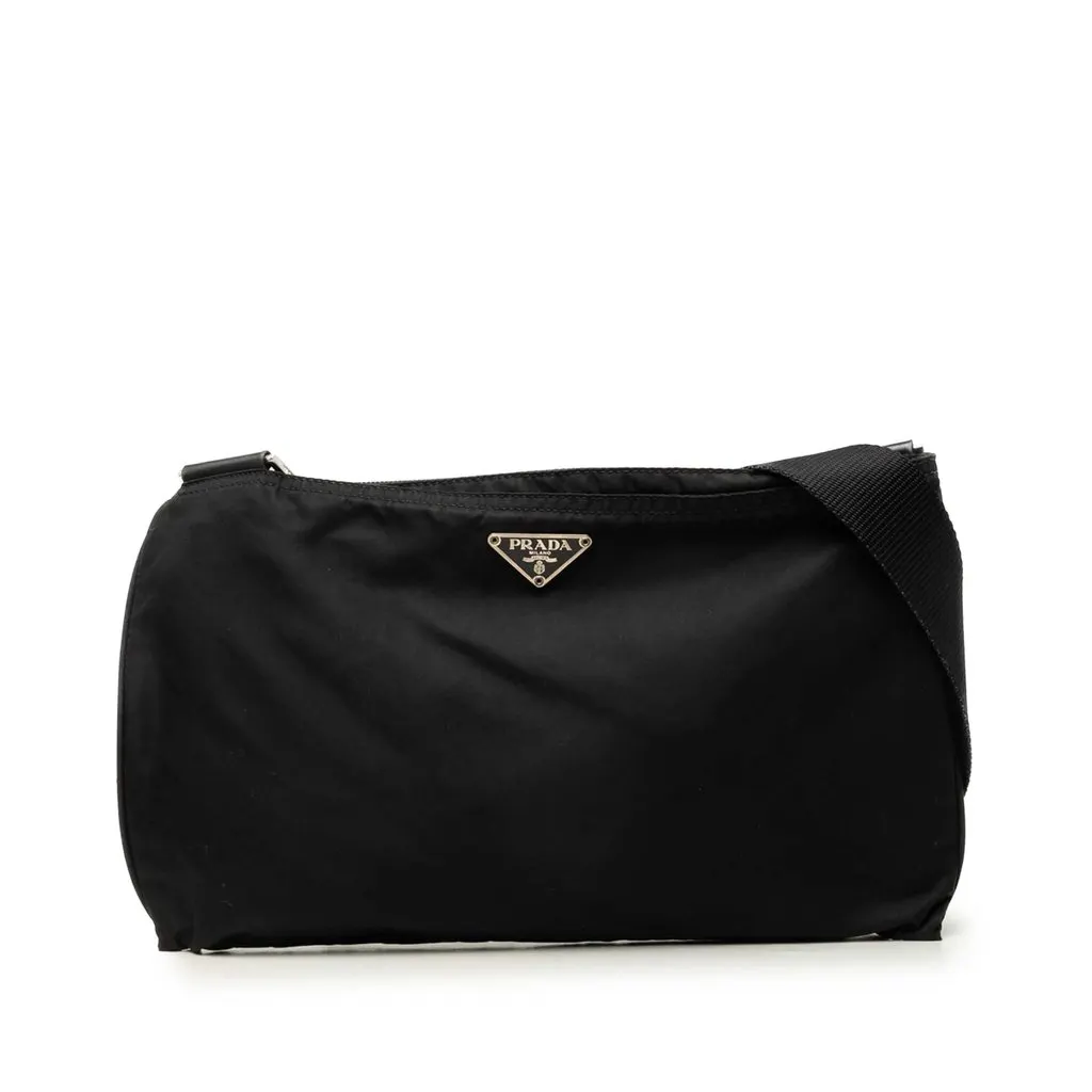 Prada Tessuto Zip Top Crossbody Black Polyamide Very good - Front View