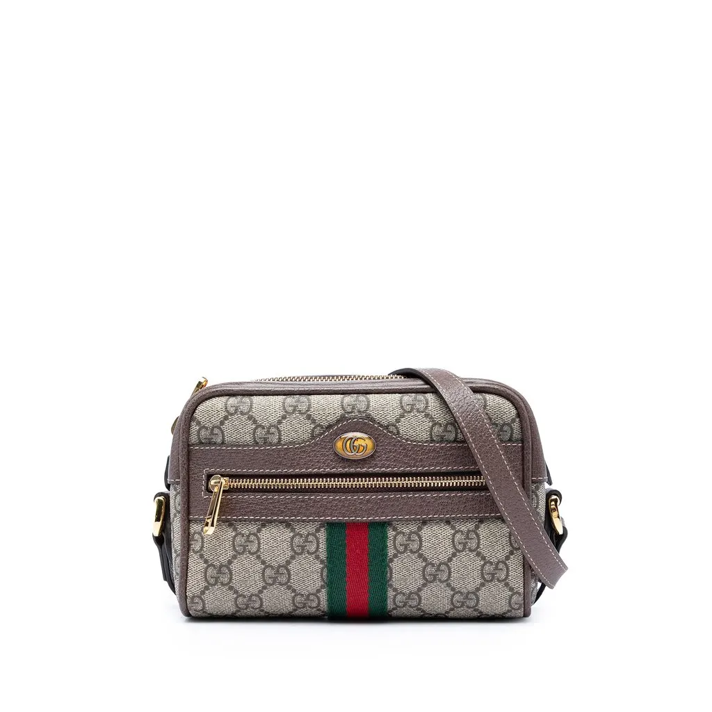 Gucci Mini GG Supreme Web Ophidia Crossbody Beige Very good - Front View