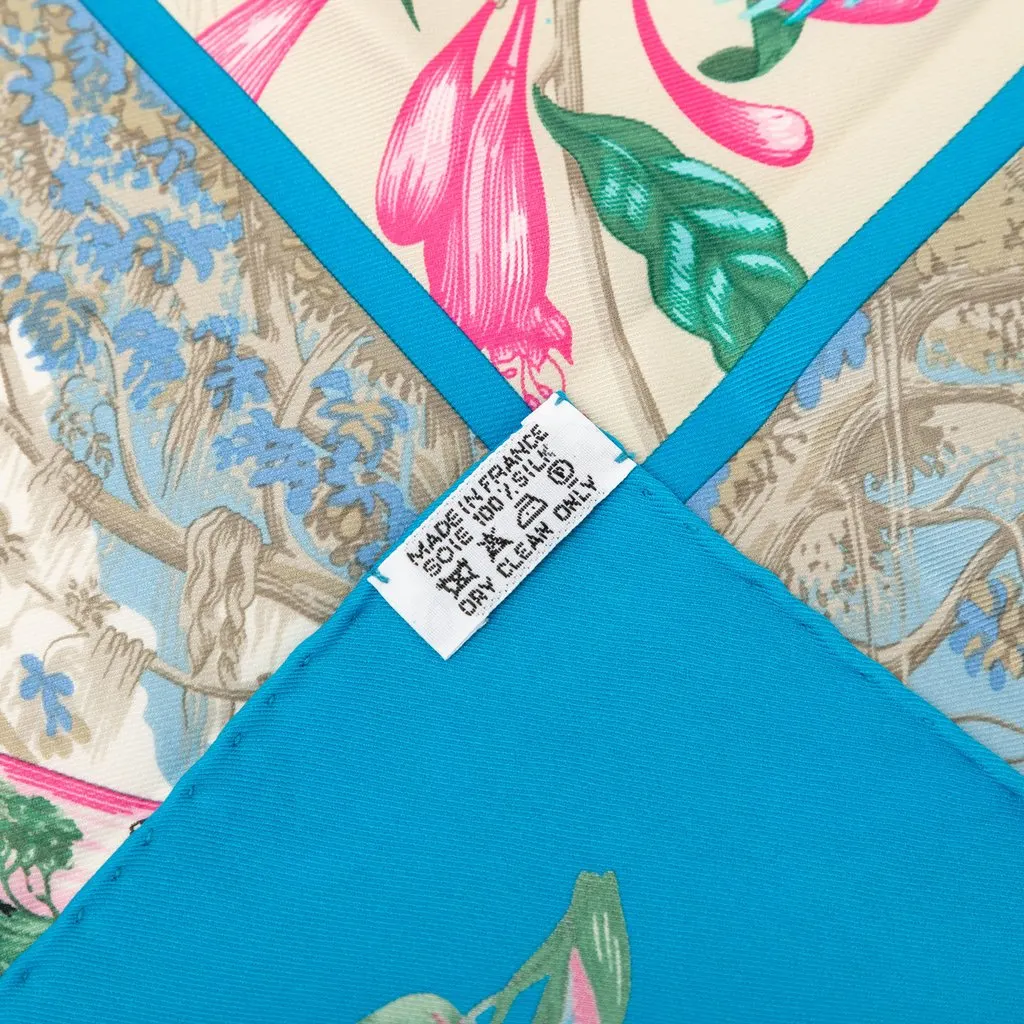 Hermès Tropiques Silk Scarf 65 Blue Never worn - Model View
