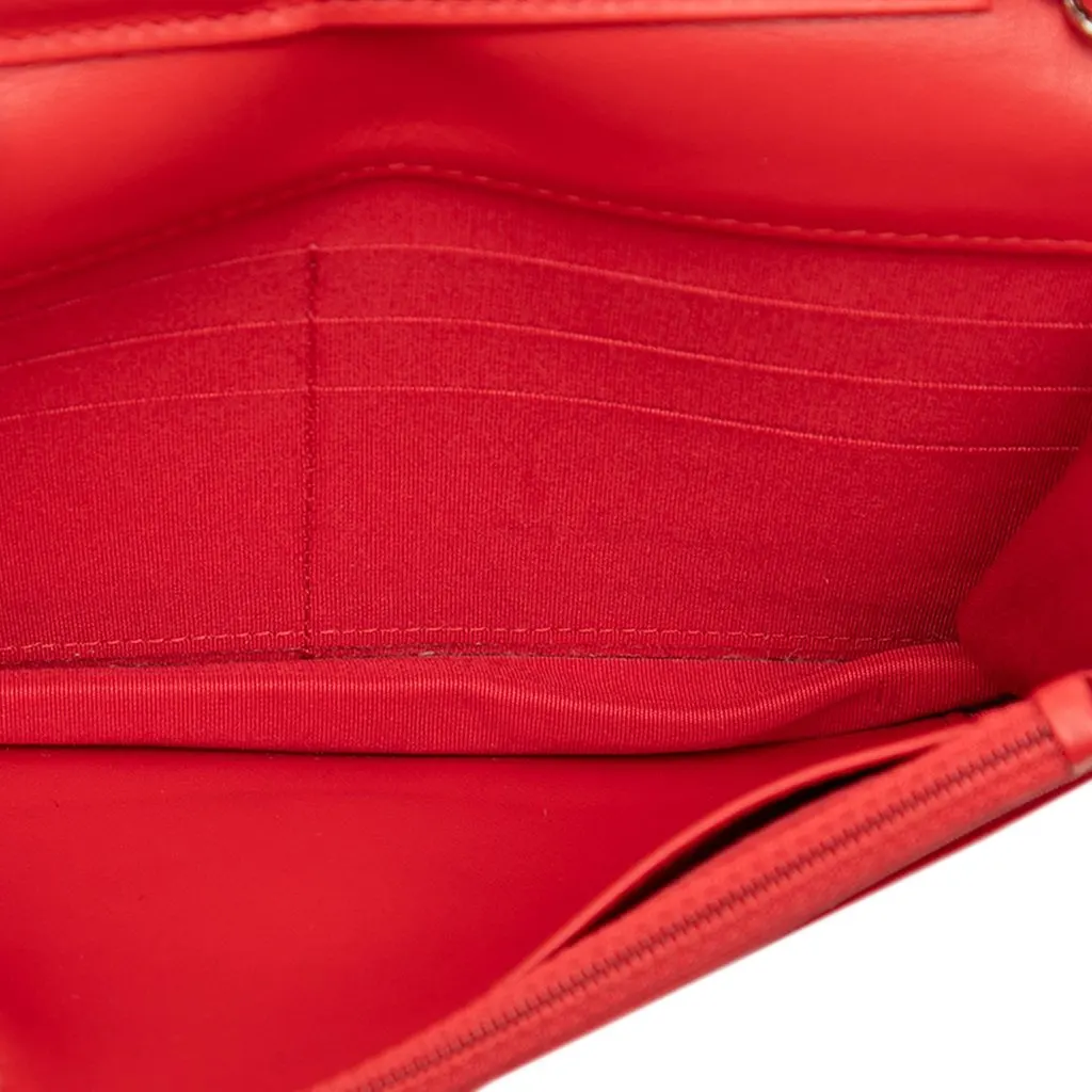 Chanel CC Embossed Lambskin Camellia Wallet On Chain Red Leather Very good - Model View