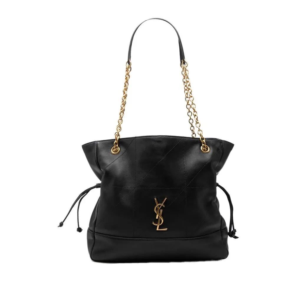Saint Laurent Small Quilted Lambskin Jamie Shopping Tote Black Leather Very good - Front View