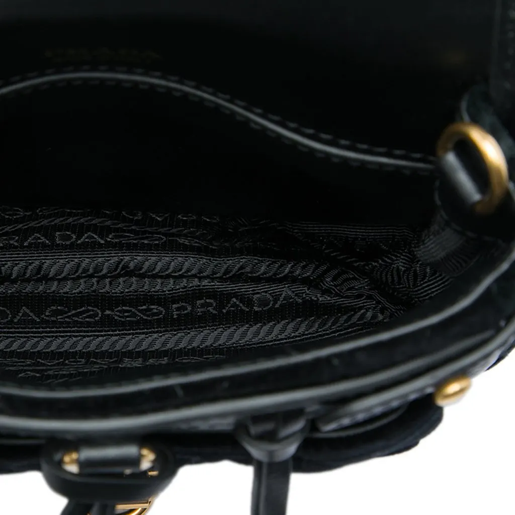 Prada Impuntu Embroidered Velluto Corsaire Convertible Belt Bag Black Velvet Very good - Model View