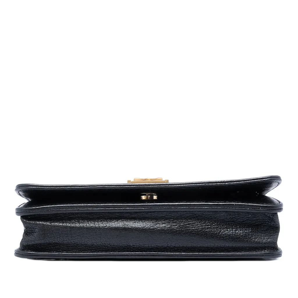 Chanel Studded Grained Calfskin Boy Wallet On Chain Black Leather Very good - Inside View