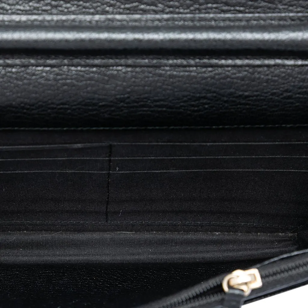 Chanel Studded Grained Calfskin Boy Wallet On Chain Black Leather Very good - Model View