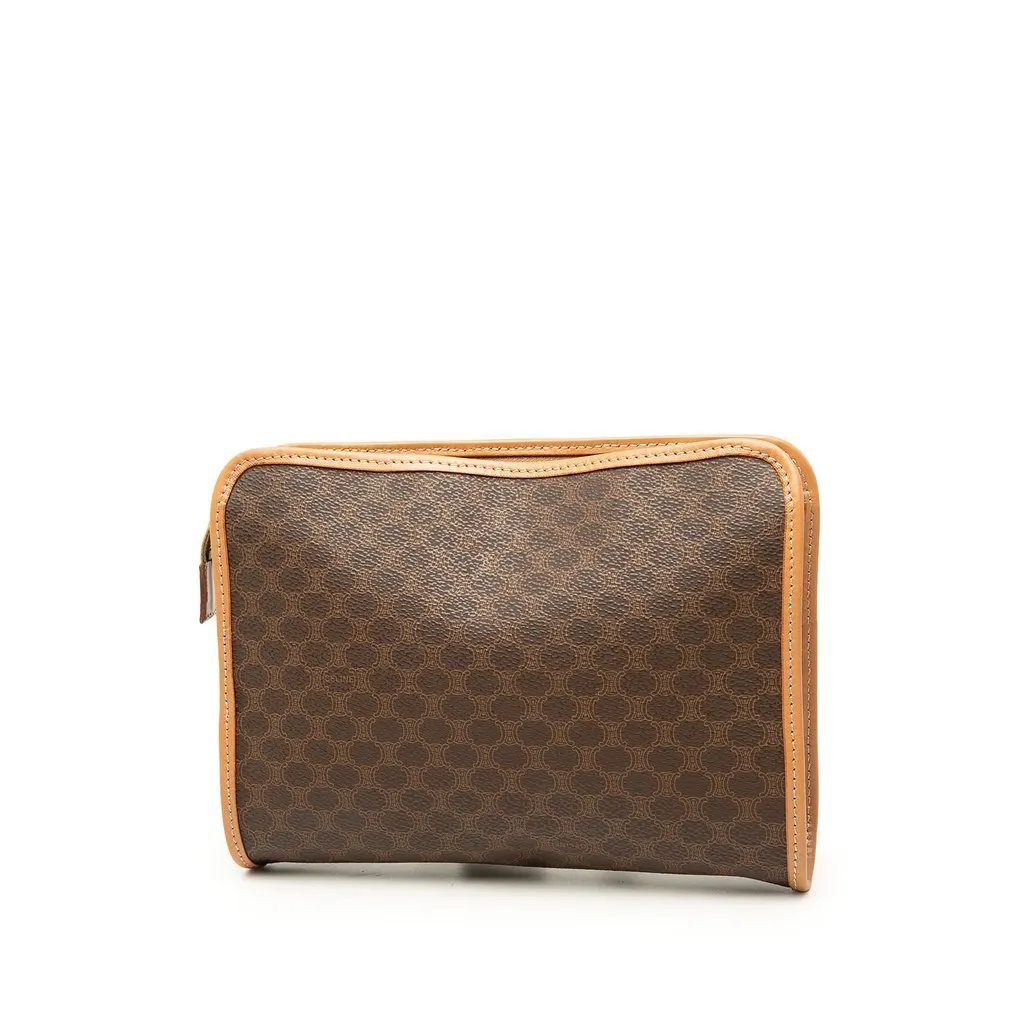 Celine Macadam Coated Canvas Clutch Brown Canvas Very good - Back View