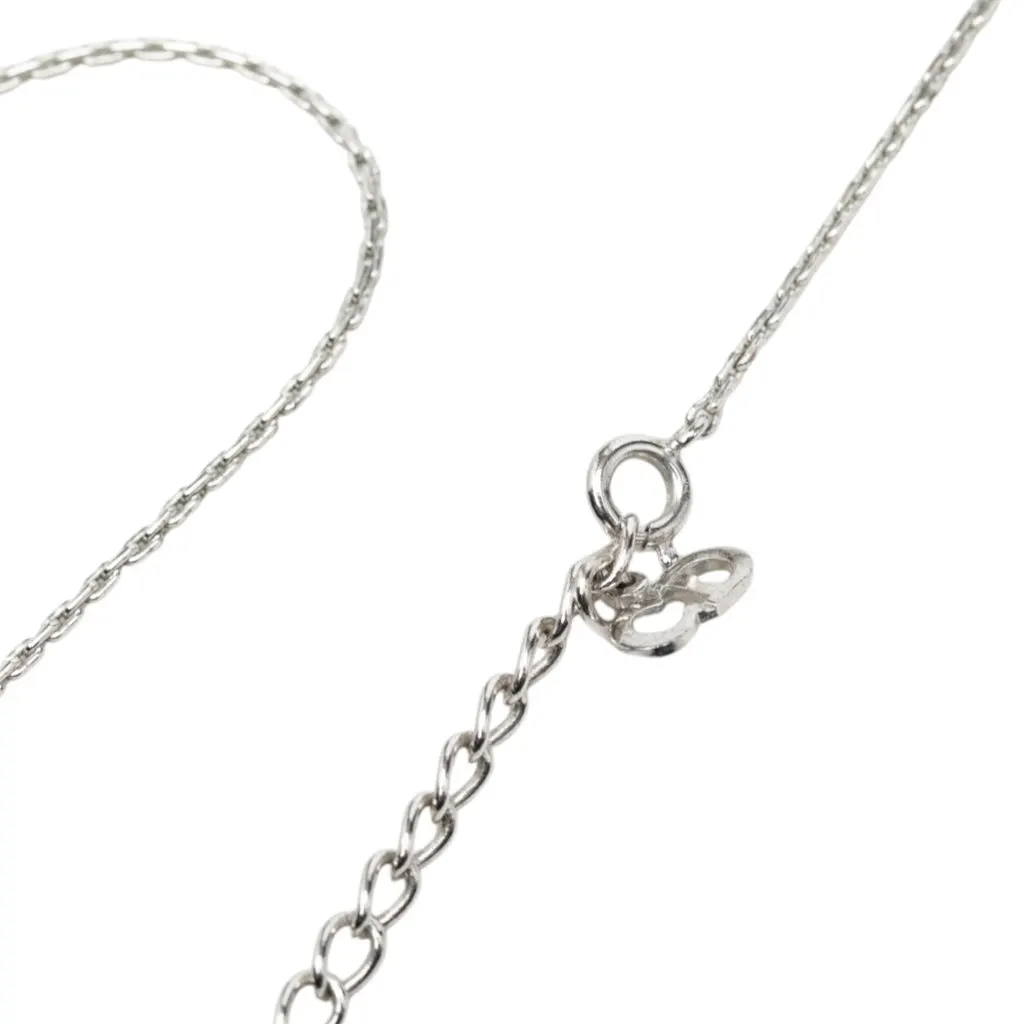 Dior Brass and Strass CD Logo Pendant Necklace Silver Metal Very good - Model View