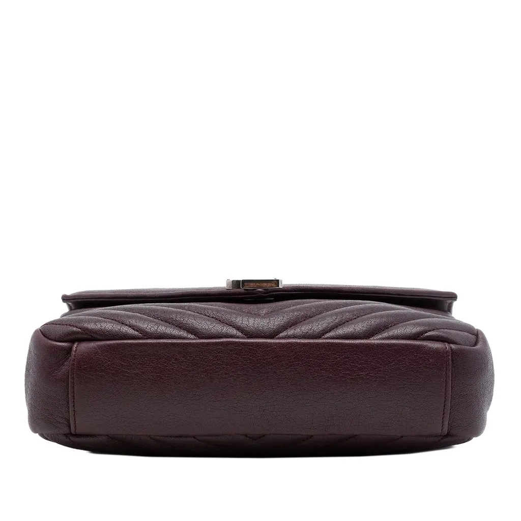 Saint Laurent Medium Chevron Sheepskin Monogram College Satchel Red Leather Very good - Inside View