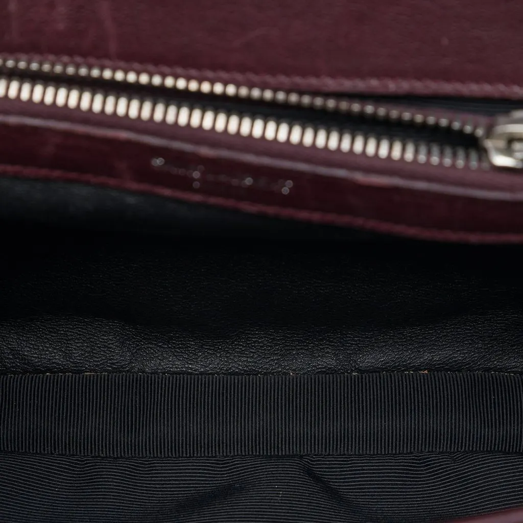 Saint Laurent Medium Chevron Sheepskin Monogram College Satchel Red Leather Very good - Model View