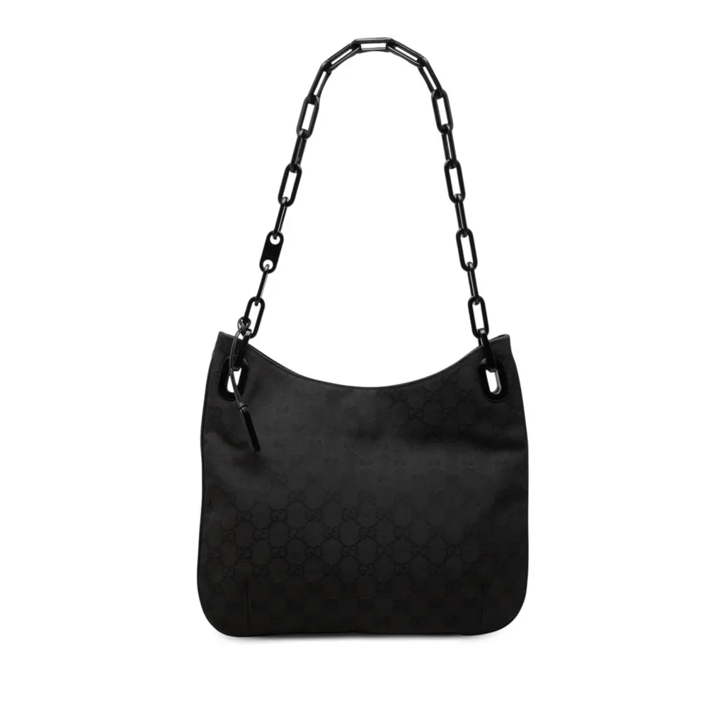 Gucci GG Canvas Chain Hobo Black Canvas Very good - Front View