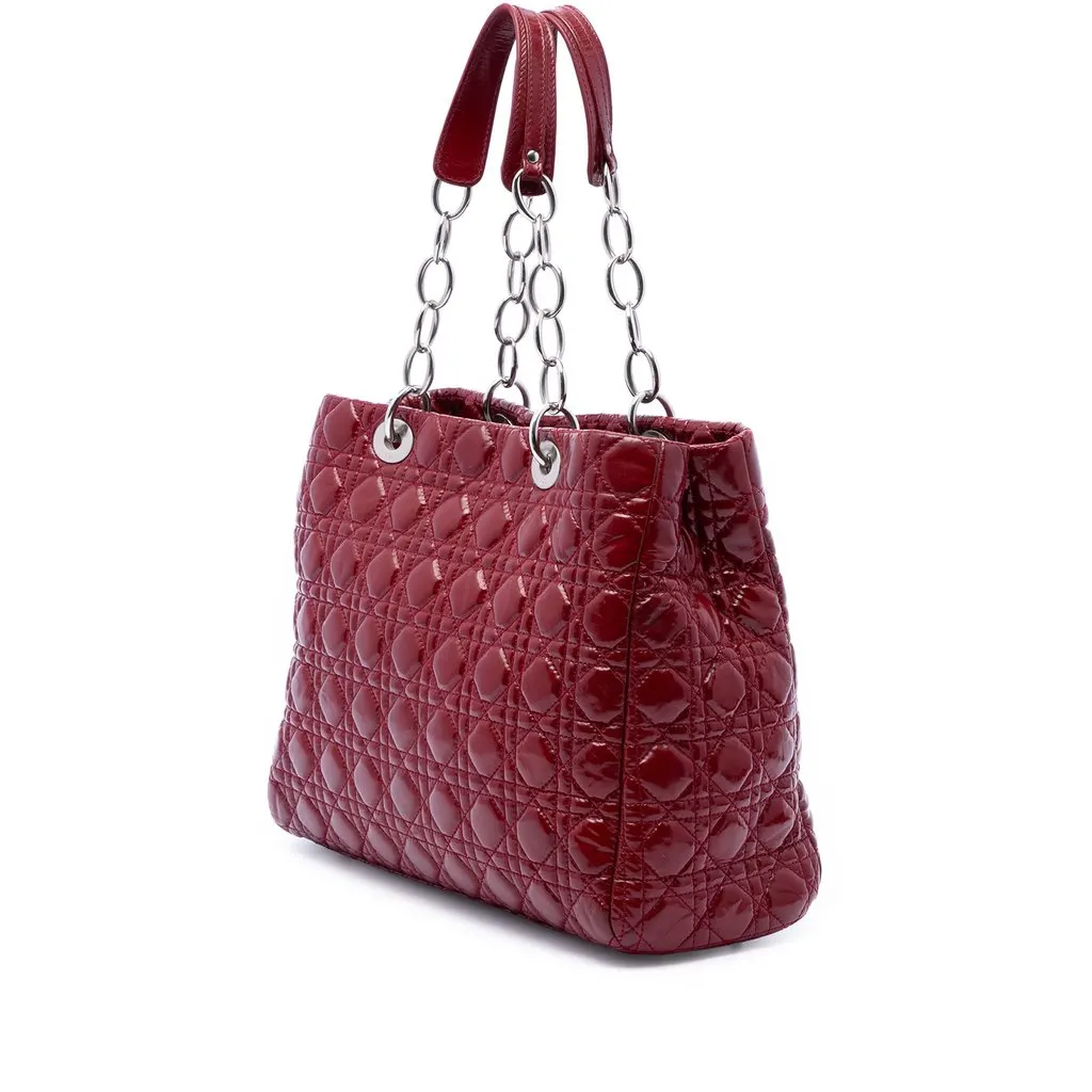 Dior Large Patent Cannage Lady Dior Soft Shopping Tote Red Leather Very good - Back View
