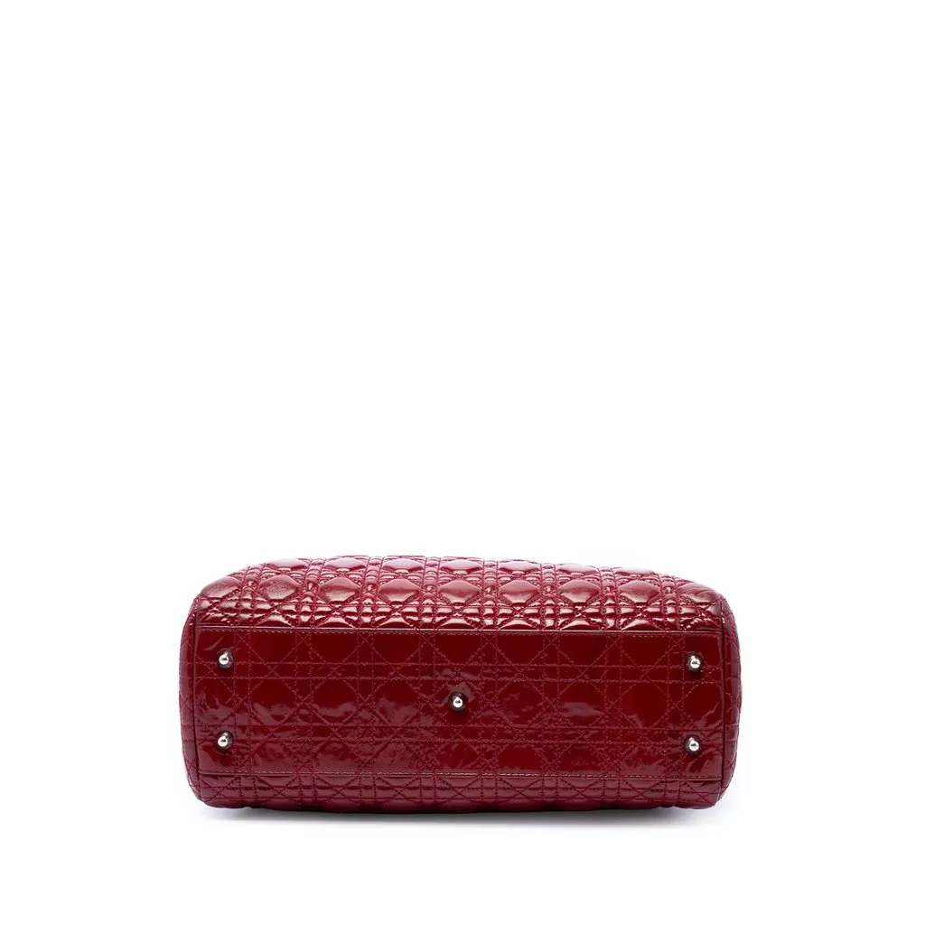Dior Large Patent Cannage Lady Dior Soft Shopping Tote Red Leather Very good - Inside View