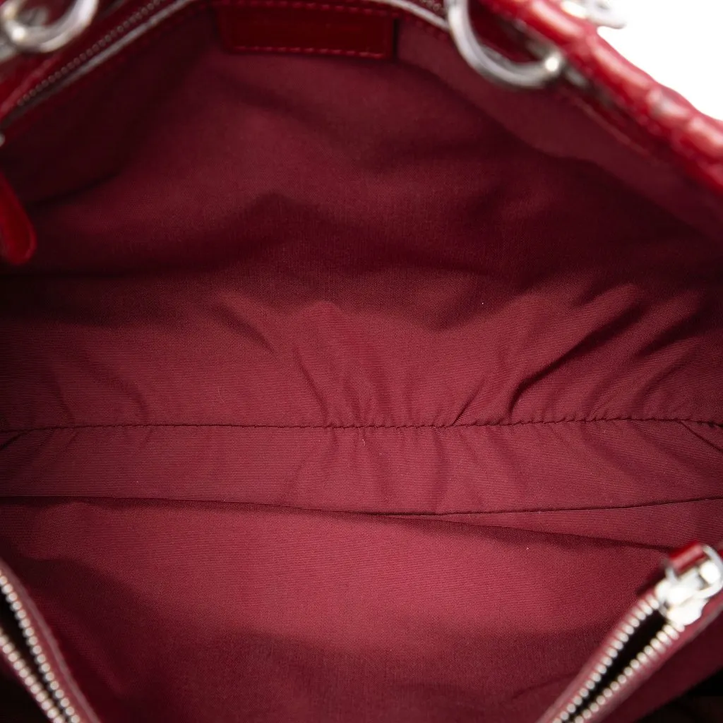 Dior Large Patent Cannage Lady Dior Soft Shopping Tote Red Leather Very good - Model View