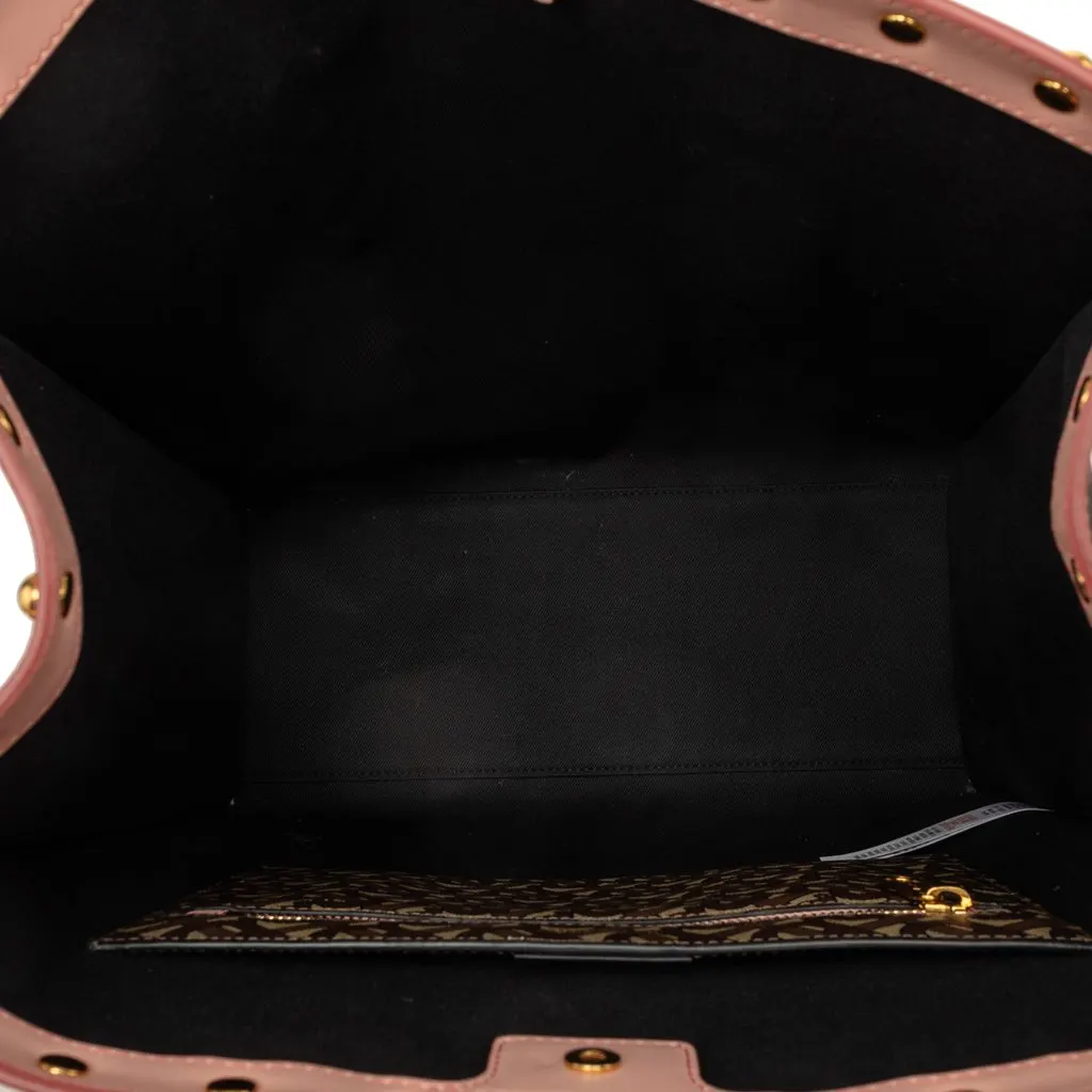 Burberry TB Monogram E Canvas and Studded Leather Vertical Tote Brown Canvas Very good - Model View