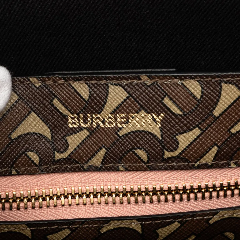Burberry TB Monogram E Canvas and Studded Leather Vertical Tote Brown Canvas Very good - Box View
