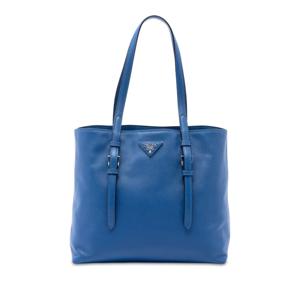 Prada Saffiano Soft Shopping Tote Blue Leather Very good - Front View