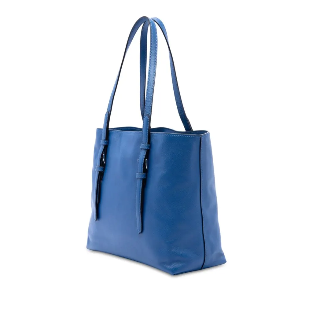 Prada Saffiano Soft Shopping Tote Blue Leather Very good - Back View