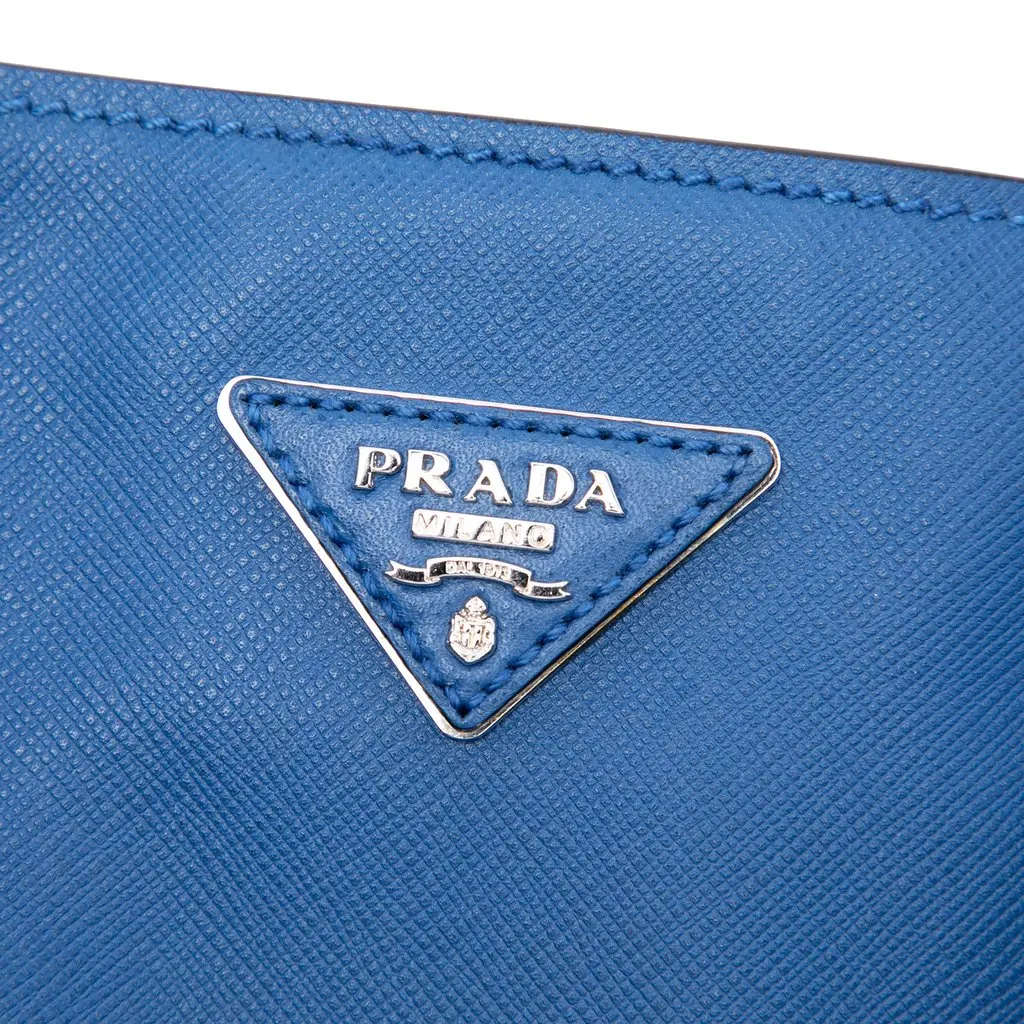 Prada Saffiano Soft Shopping Tote Blue Leather Very good - Box View