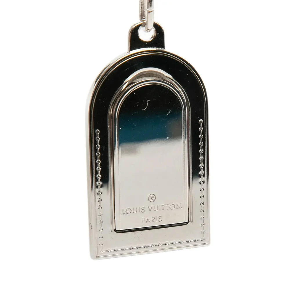 Louis Vuitton Brass Porte Cles Porte Adresse Luggage Tag Key Holder and Bag Charm Silver Brass Very good - Model View