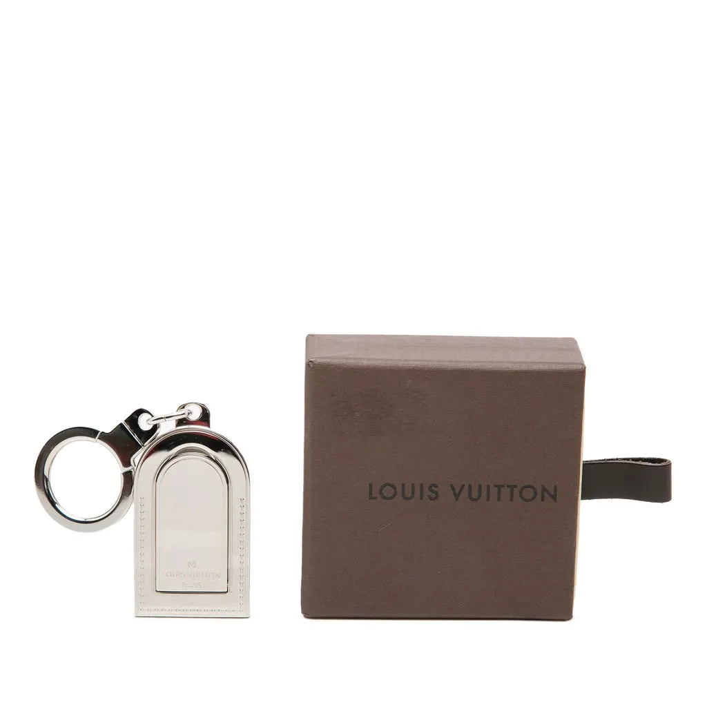 Louis Vuitton Brass Porte Cles Porte Adresse Luggage Tag Key Holder and Bag Charm Silver Brass Very good - Box View