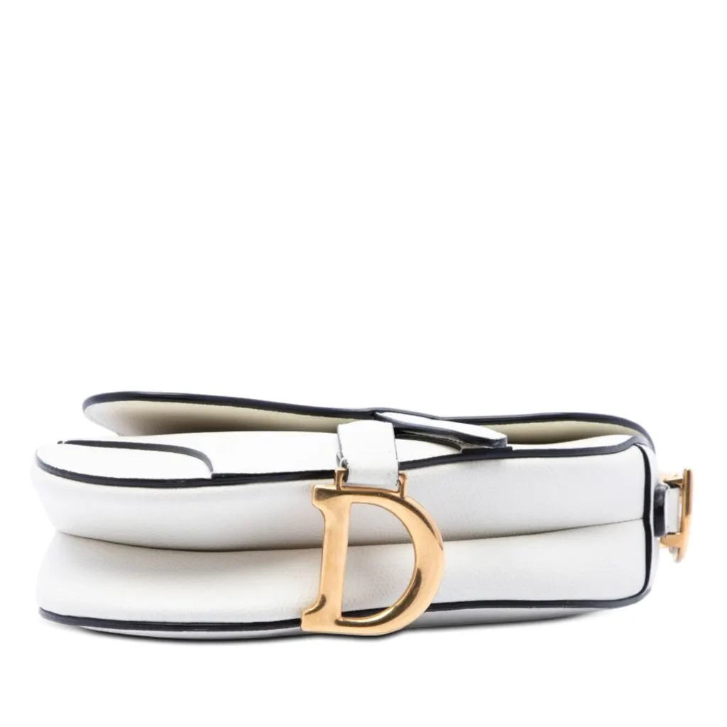 Dior Mini Grained Calfskin Saddle Bag White Leather Very good - Inside View
