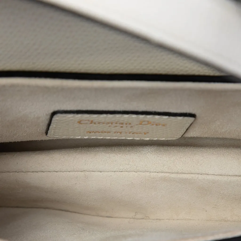 Dior Mini Grained Calfskin Saddle Bag White Leather Very good - Model View