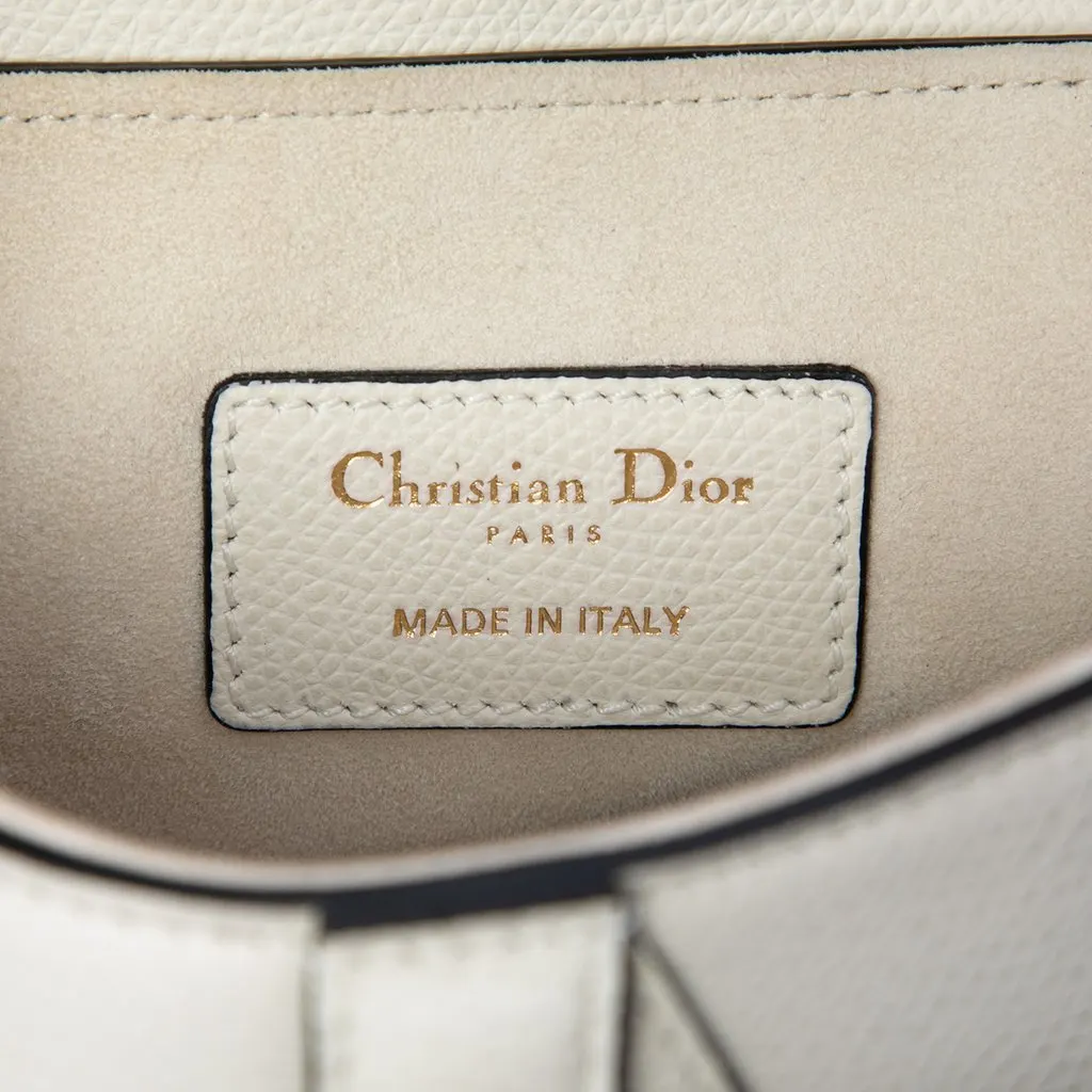 Dior Mini Grained Calfskin Saddle Bag White Leather Very good - Box View