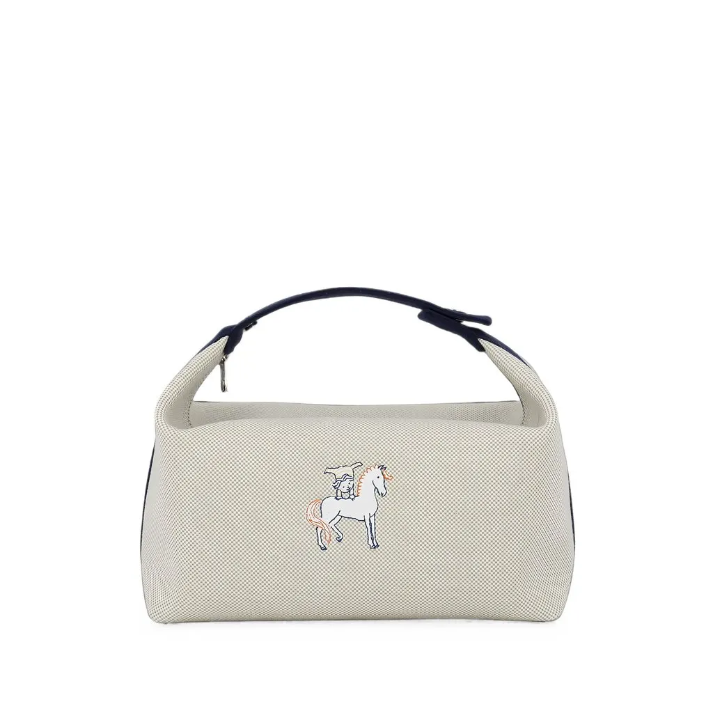 Hermès Large Toile Bride A Brac Cabriole Case Beige Canvas Very good - Front View