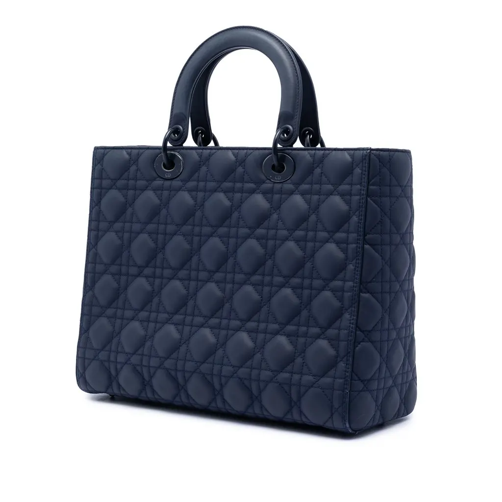 Dior Large Ultra Matte Calfskin Cannage Lady Dior Blue Leather Very good - Back View
