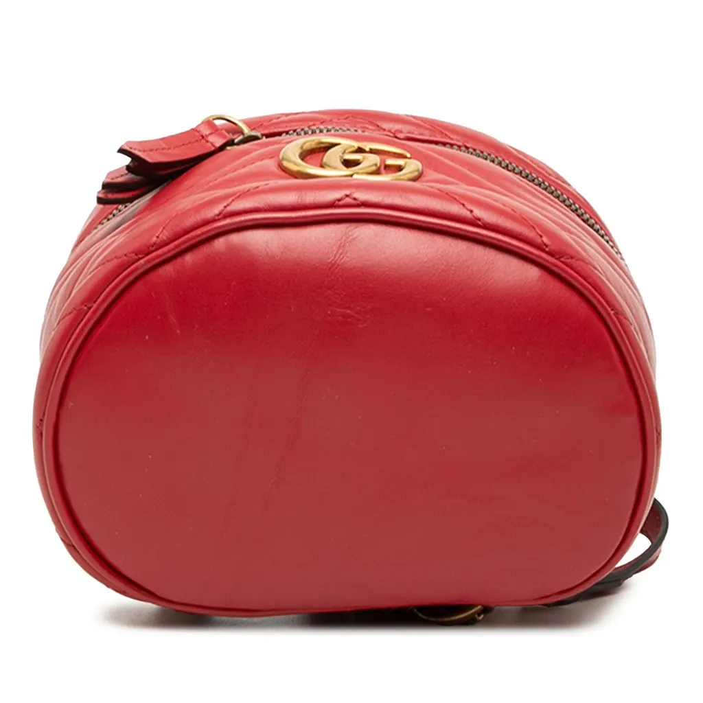 Gucci Mini GG Marmont Matelasse Calfskin Round Backpack Red Leather Very good - Inside View