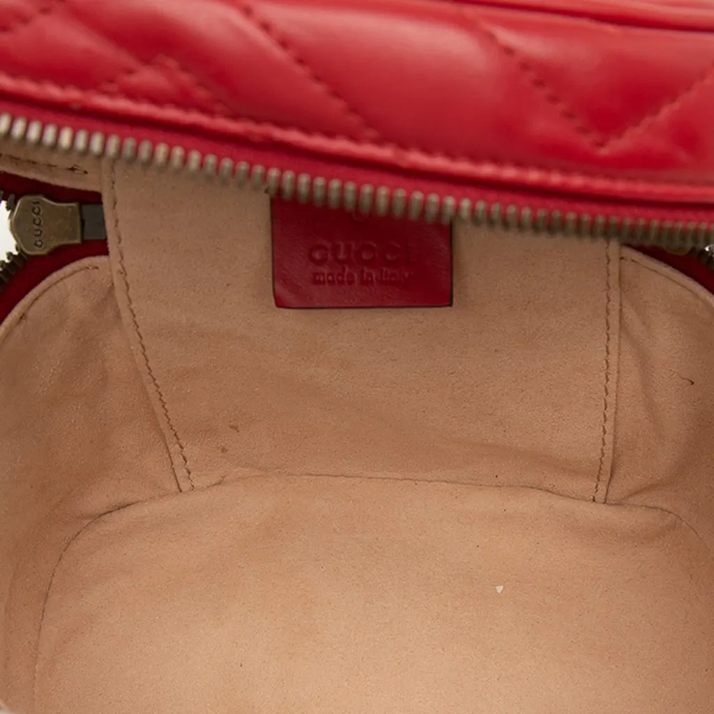 Gucci Mini GG Marmont Matelasse Calfskin Round Backpack Red Leather Very good - Model View