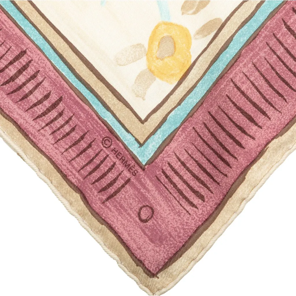 Hermès Beloved India Silk Scarf 90 Brown Silk Never worn - Model View