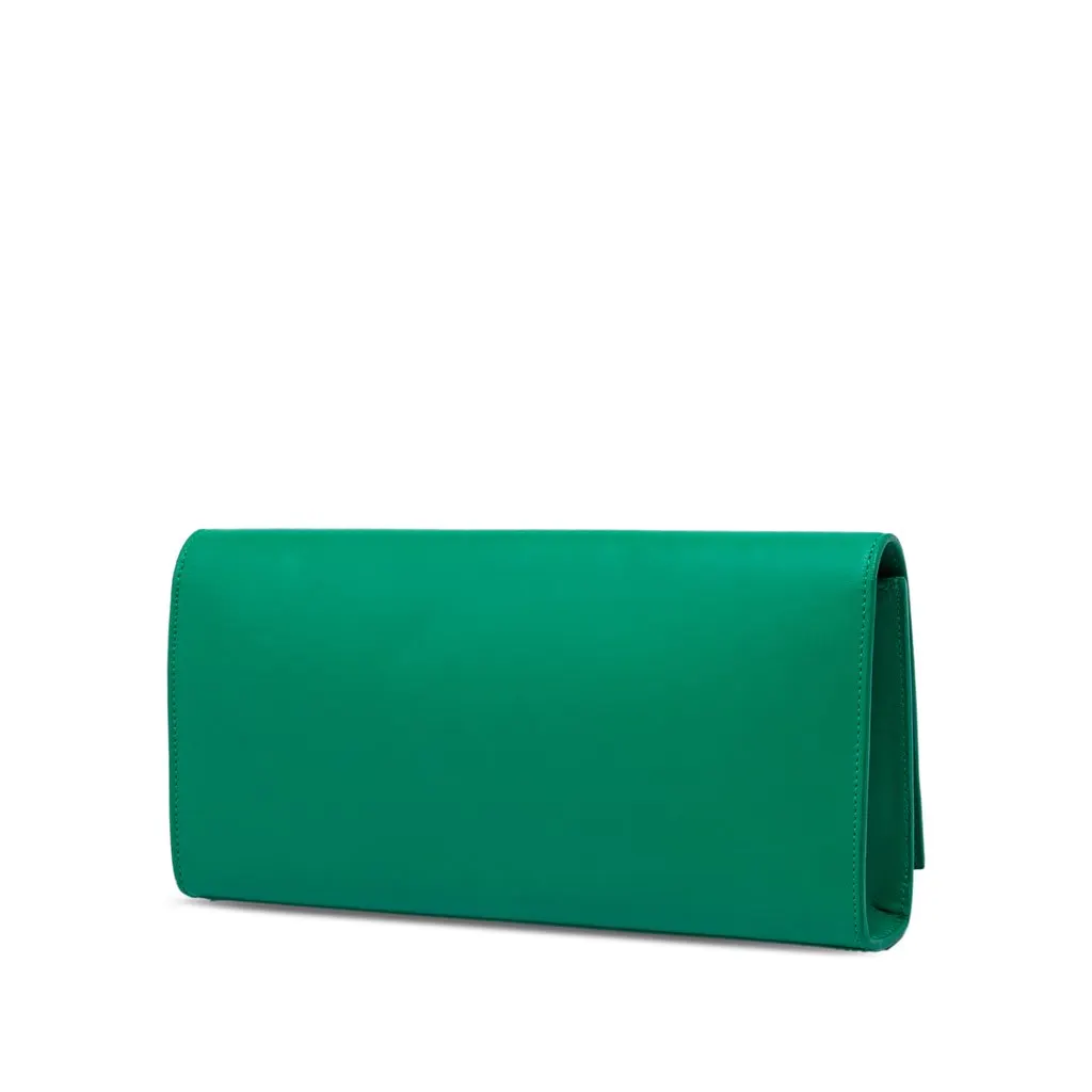 Saint Laurent Smooth Leather Cassandre Clutch Green Leather Good - Back View