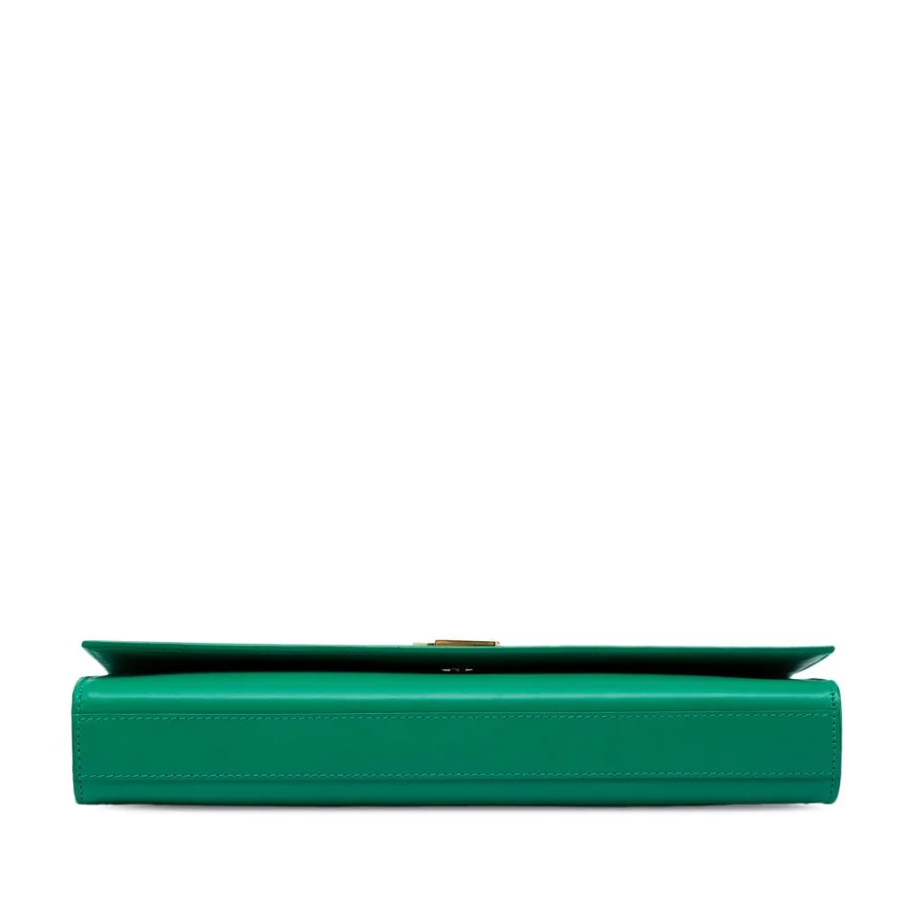 Saint Laurent Smooth Leather Cassandre Clutch Green Leather Good - Inside View