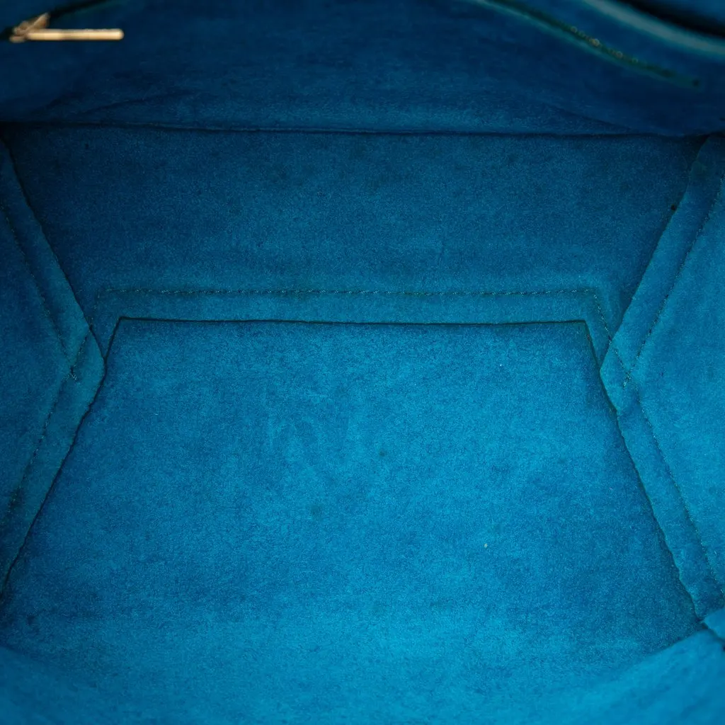 Celine Small Soft Grained Calfskin Seau Sangle Bucket Bag Blue Leather Very good - Model View