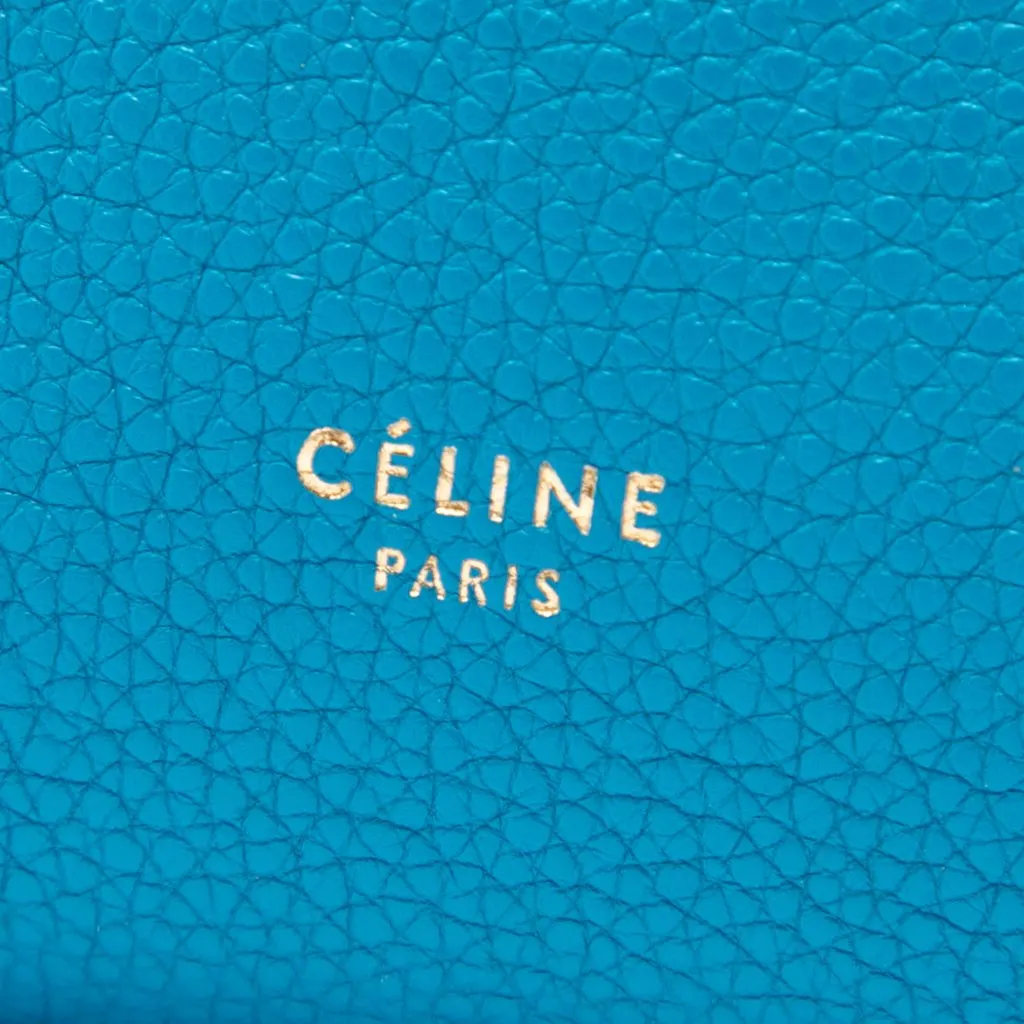 Celine Small Soft Grained Calfskin Seau Sangle Bucket Bag Blue Leather Very good - Box View