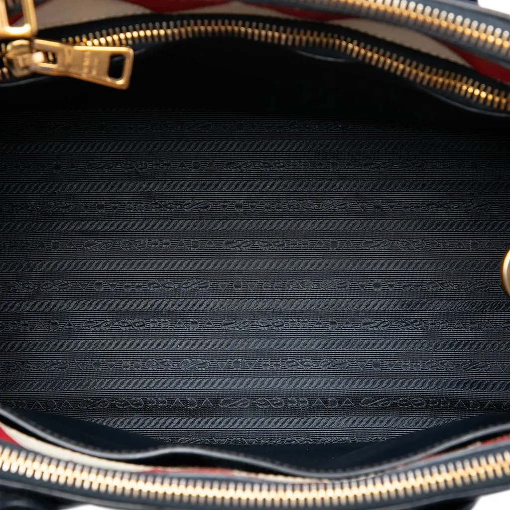 Prada City Calf Trimmed Saffiano Greche Paradigme Bag Blue Leather Very good - Model View