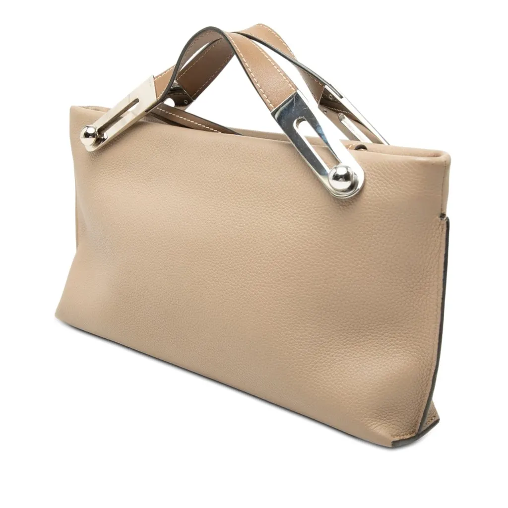 LOEWE Small Grained Calfskin Missy Satchel Beige Leather Very good - Back View
