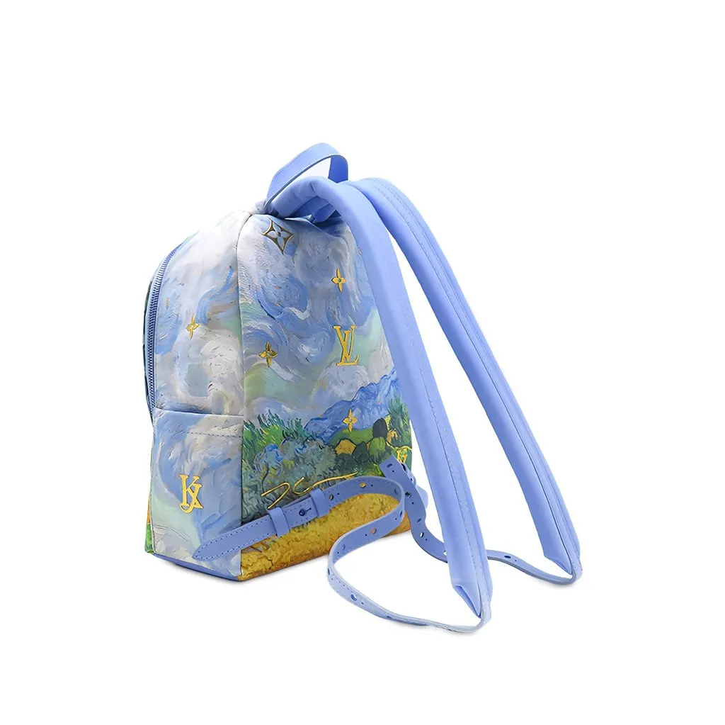 Louis Vuitton Jeff Koons Masters Collection Van Gogh Palm Springs Backpack Blue Canvas Good - Back View