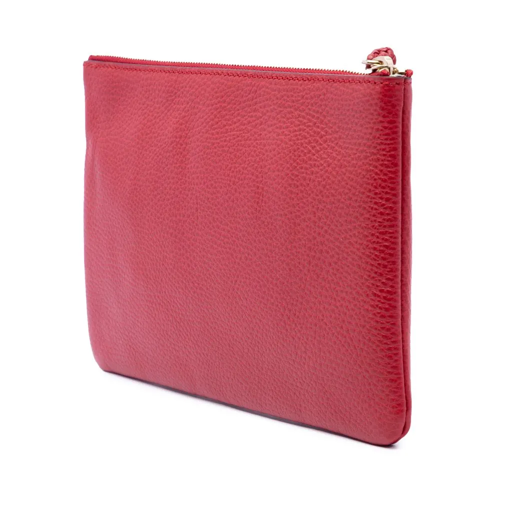 Gucci Calfskin Bamboo Clutch Red Leather Very good - Back View