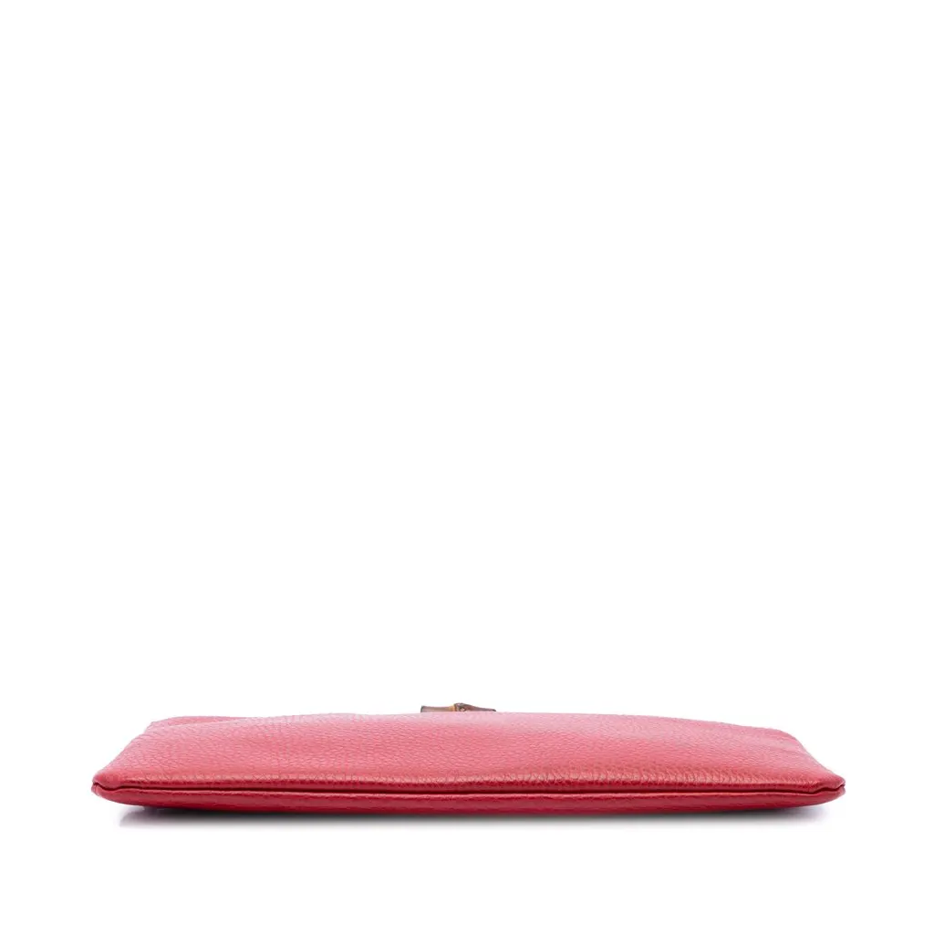 Gucci Calfskin Bamboo Clutch Red Leather Very good - Inside View