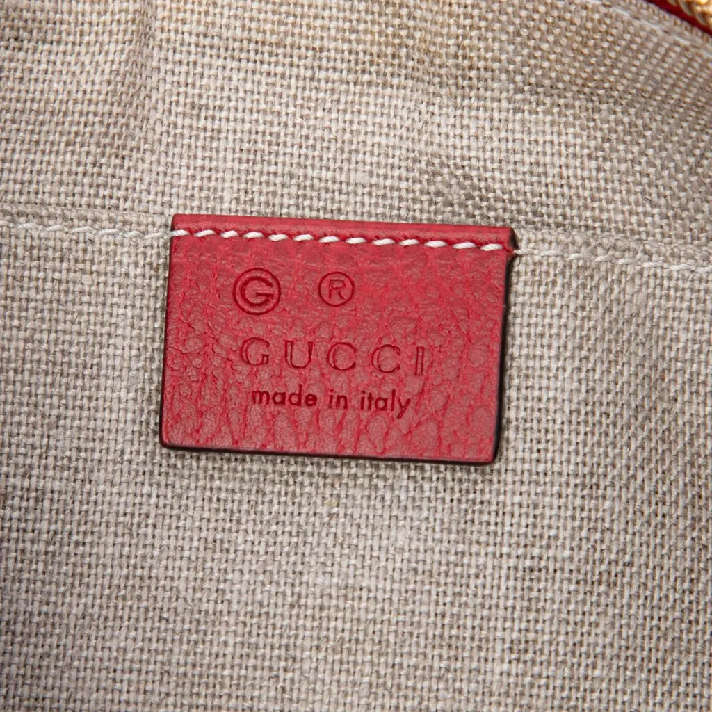 Gucci Calfskin Bamboo Clutch Red Leather Very good - Box View