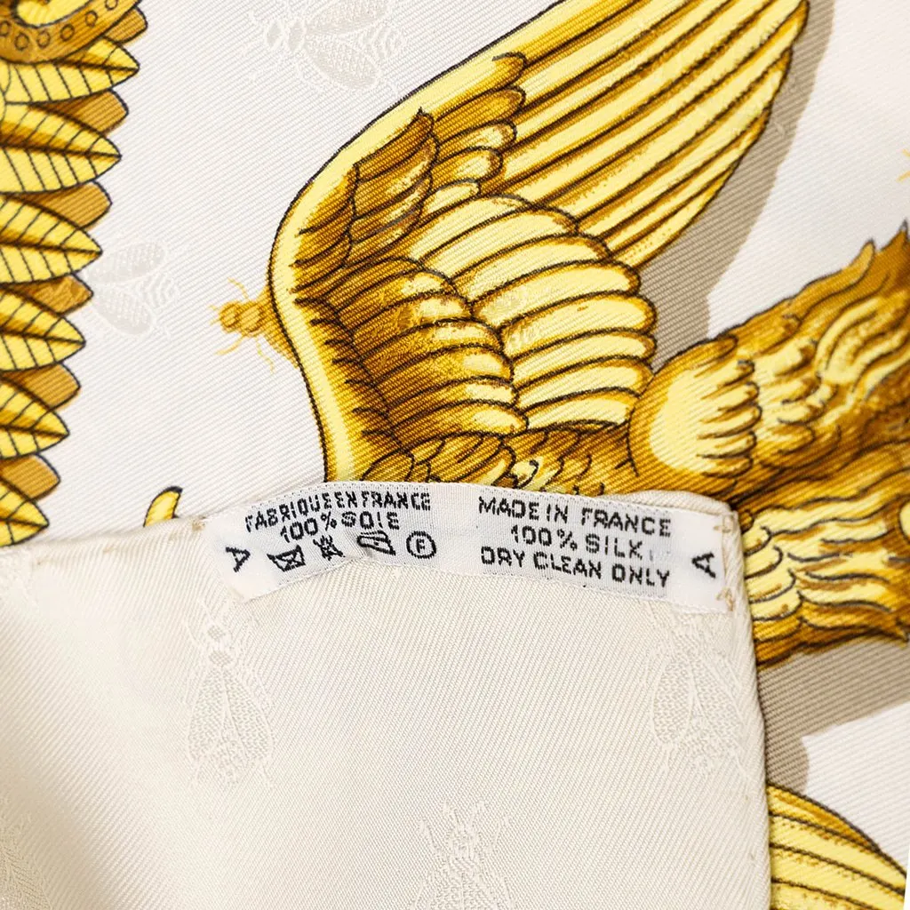 Hermès Napoleon Silk Scarf 90 White Silk Very good - Back View