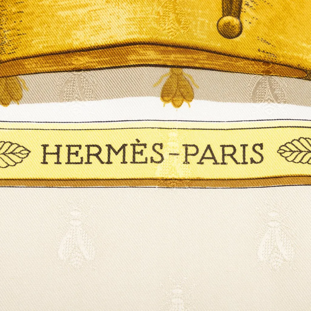 Hermès Napoleon Silk Scarf 90 White Silk Very good - Model View