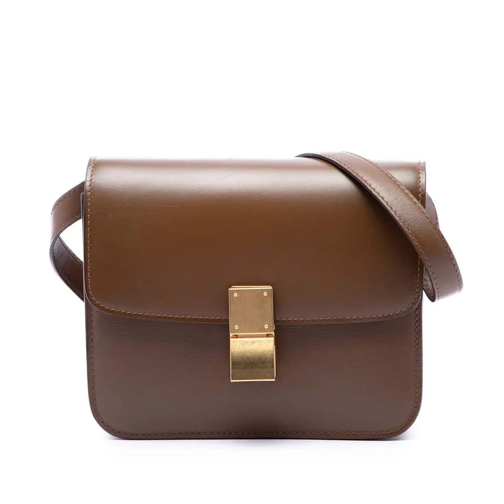 Celine Teen Calfskin Classic Box Brown Leather Very good - Front View