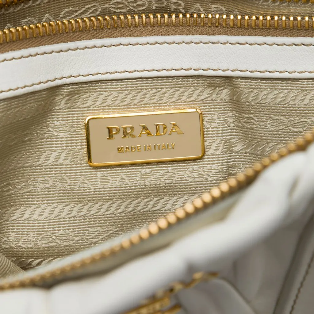 Prada Nappa Gaufre Satchel White Leather Very good - Box View