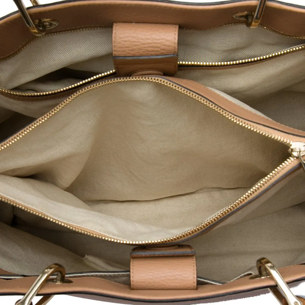 Gucci Large Calfskin Bamboo Shopper Satchel Brown Leather Very good - Model View