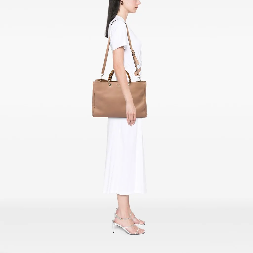 Gucci Large Calfskin Bamboo Shopper Satchel Brown Leather Very good - Box View