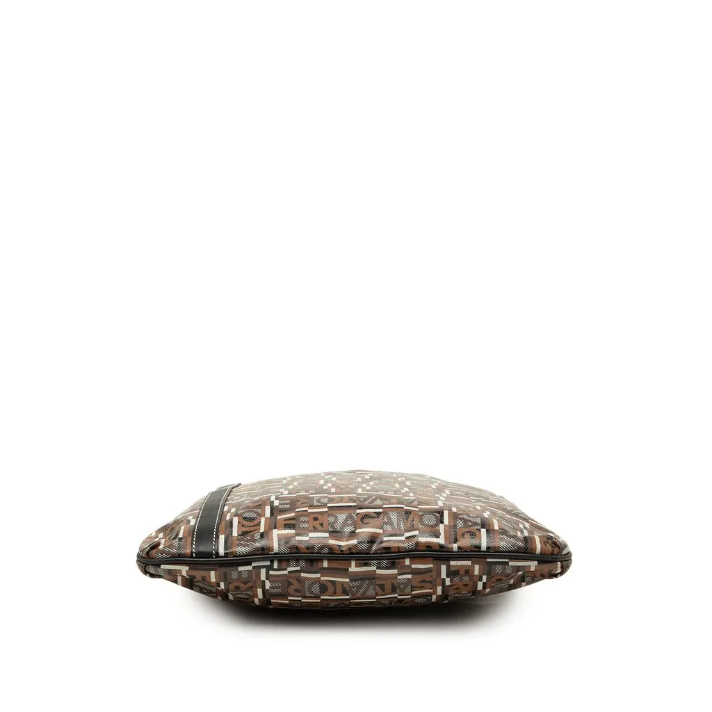 Salvatore Ferragamo Coated Canvas Logo Crossbody Brown Canvas Good - Inside View
