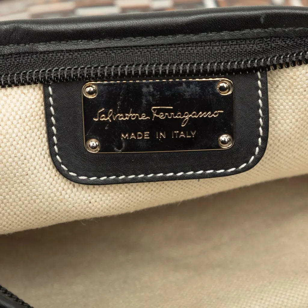 Salvatore Ferragamo Coated Canvas Logo Crossbody Brown Canvas Good - Box View